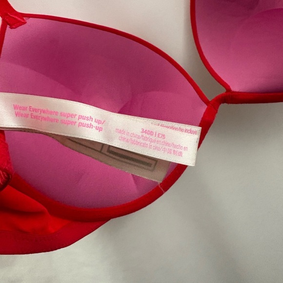 PINK Victoria’s Secret Wear Everywhere Super Push Up 34DD Hot Pink - Picture 11 of 11